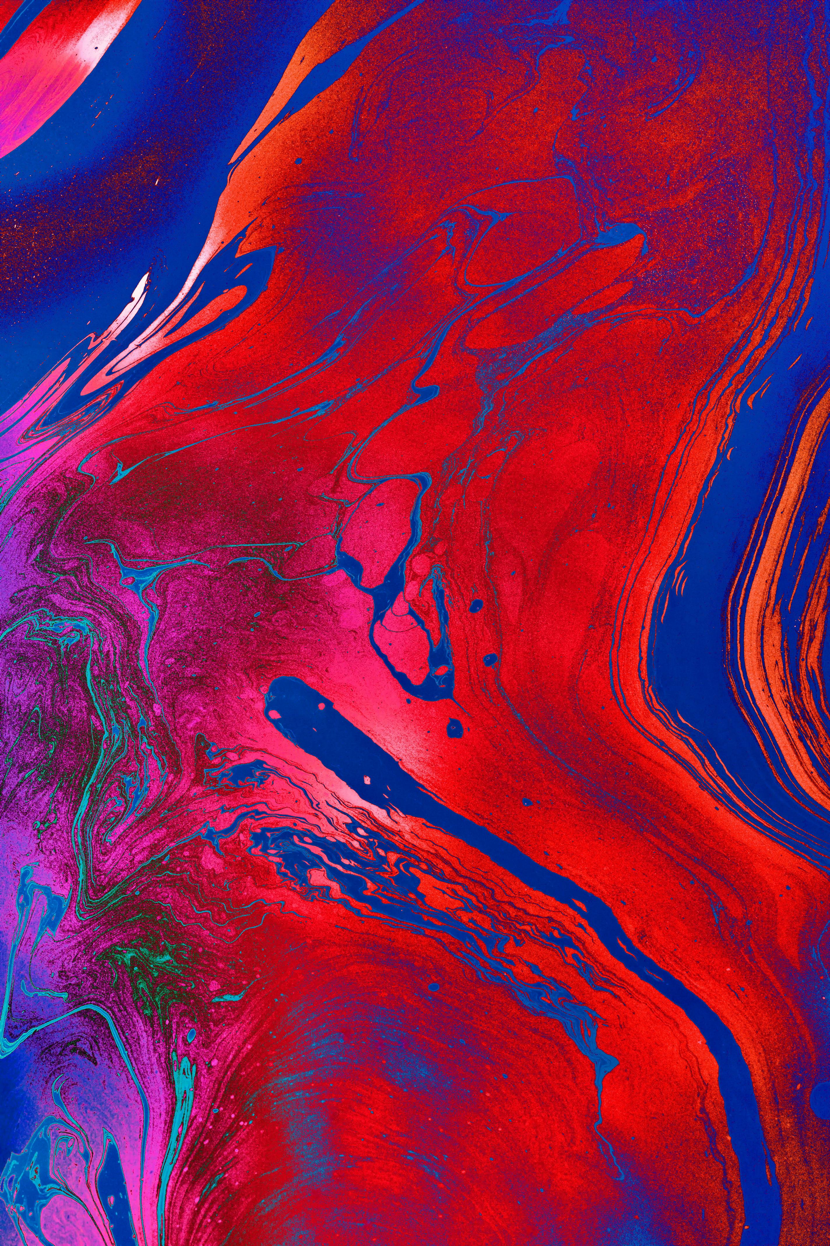Psychedelic visual with shades of red and blue.